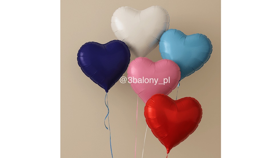 Zestaw kolorowych balonów serduszek z helem