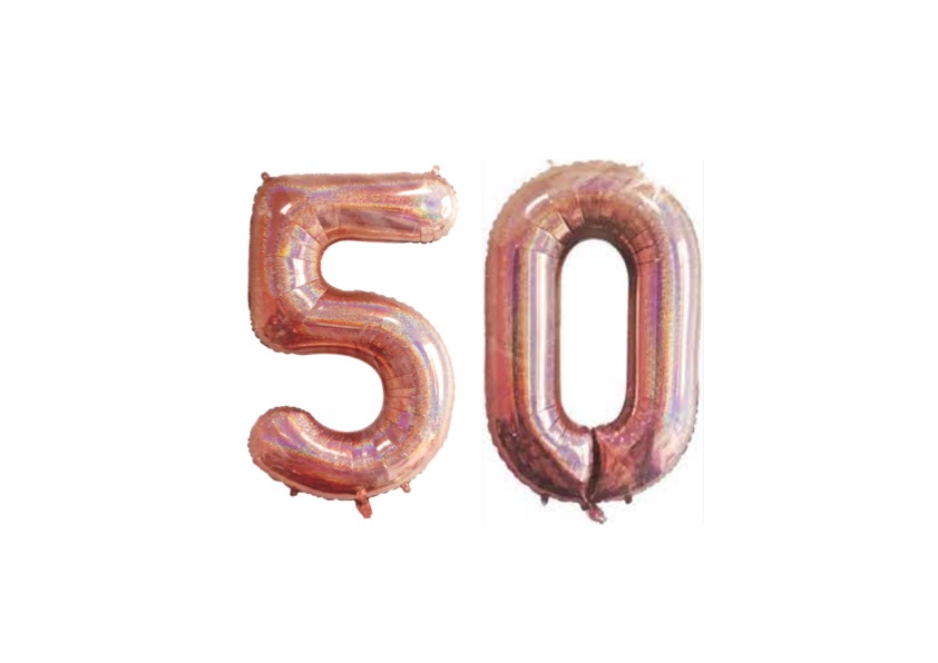 Balon Foliowy Cyfra 50 Rose Gold Holo