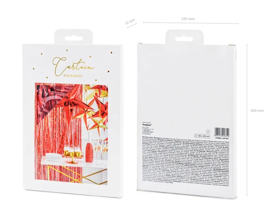 Kurtyna Party, czerwony, 90 x 250 cm