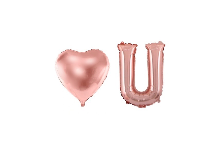 Balon serce w kolorze gold rose z literką