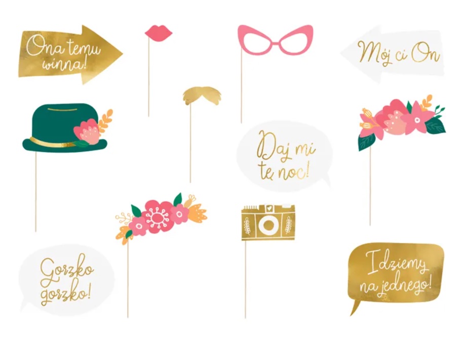 Gadżety do zdjęć na ślub, kolorowe