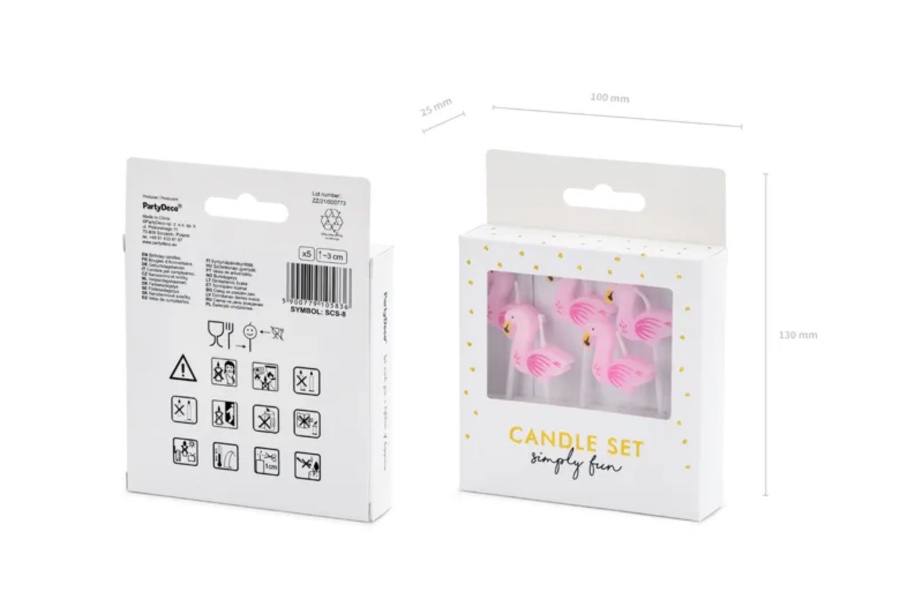 Świeczki urodzinowe Flamingi, 5 szt.