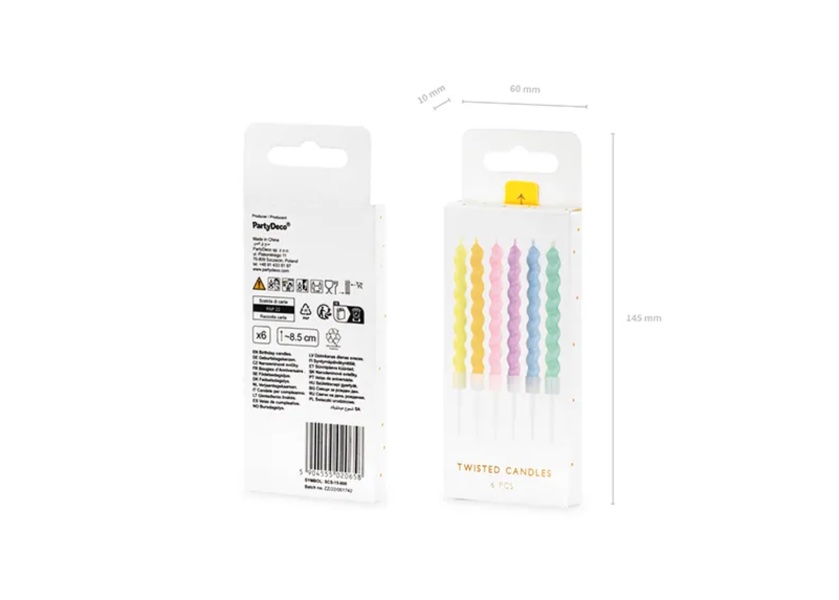 Świeczki urodzinowe zakręcone (1 op. / 6 szt.)