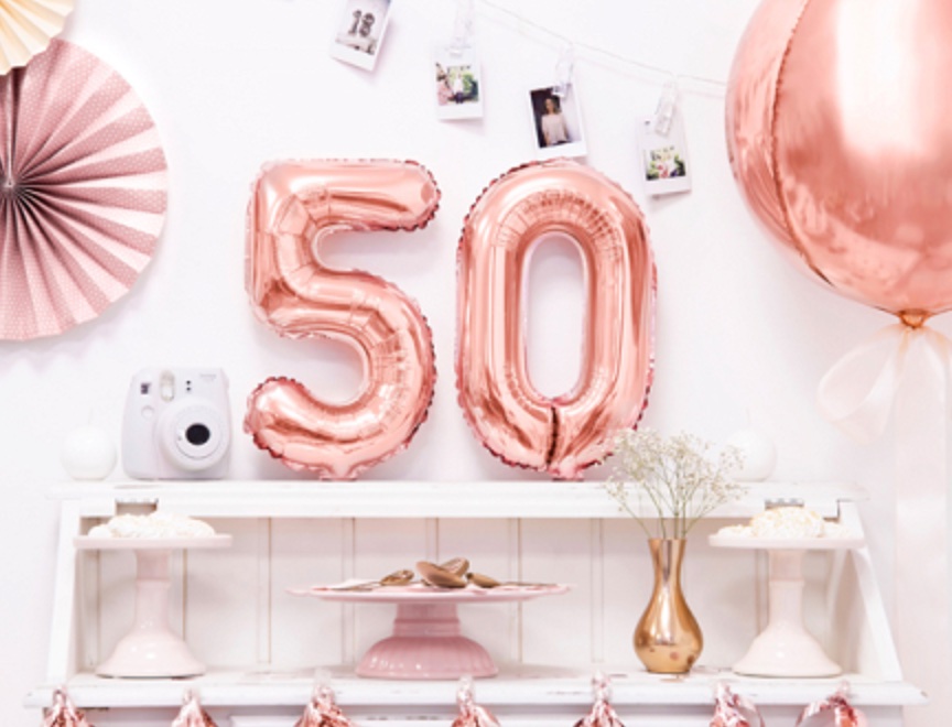 Małe cyfry 50 w kolorze rose gold