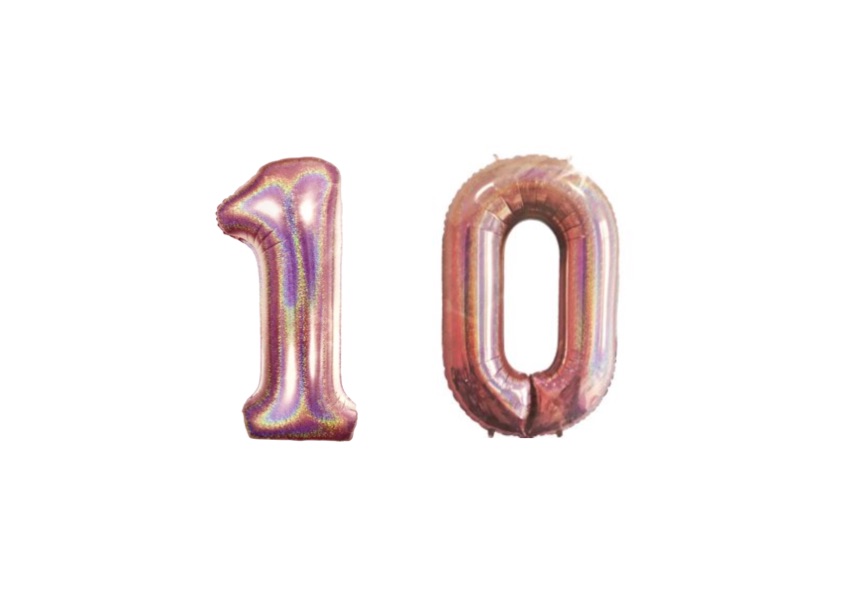 Balon foliowy cyfra 1 i 0 Rose Gold Holo