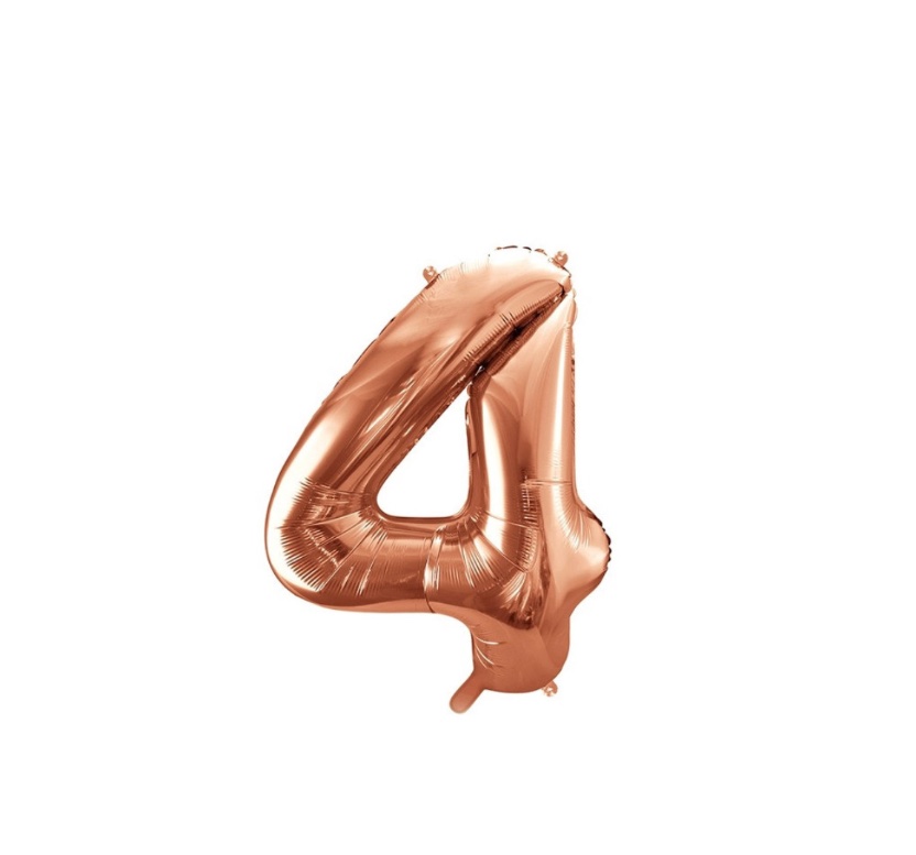 Balon cyfra 4 rozmiar ~90 cm z helem