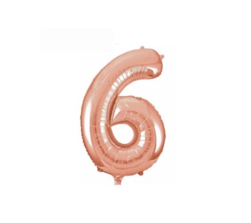 Balon foliowy Cyfra 6 w rose gold kolorze