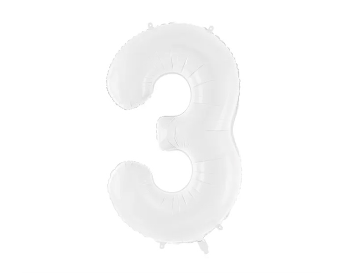 Cyfra 3 w kolorze białym z helem
