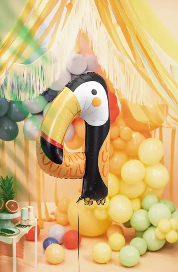 Balon foliowy Cyfra 4 – z nadrukiem Tukan