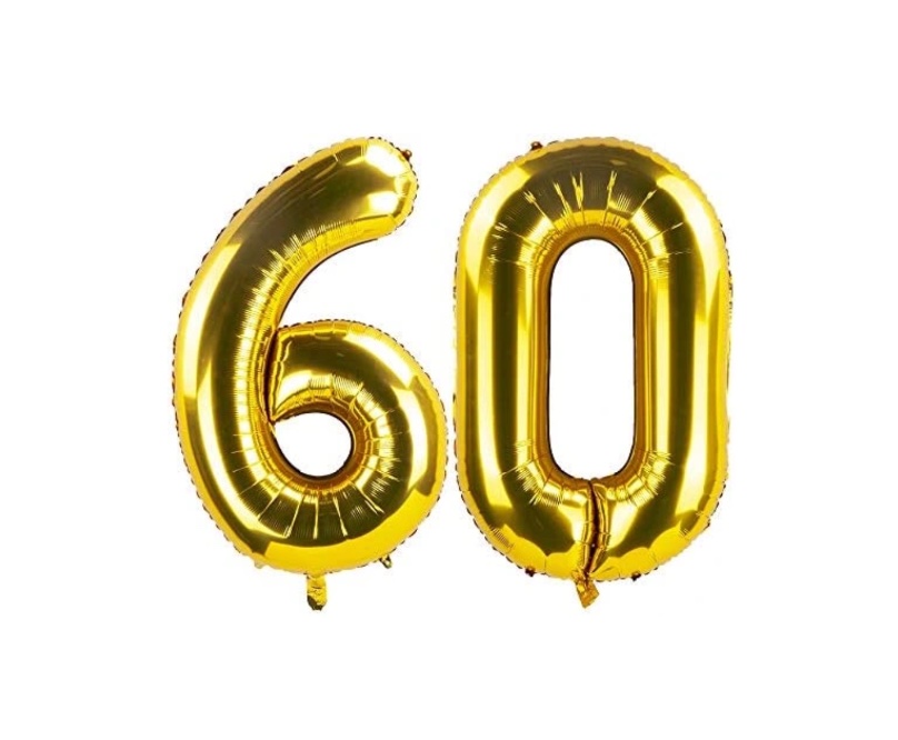 Złote cyfry 60 z helem