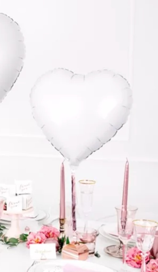 Balon białe serce z helem (45 cm)