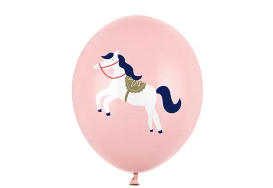 Balony lateksowy z nadrukiem Konik, pastel pale pink