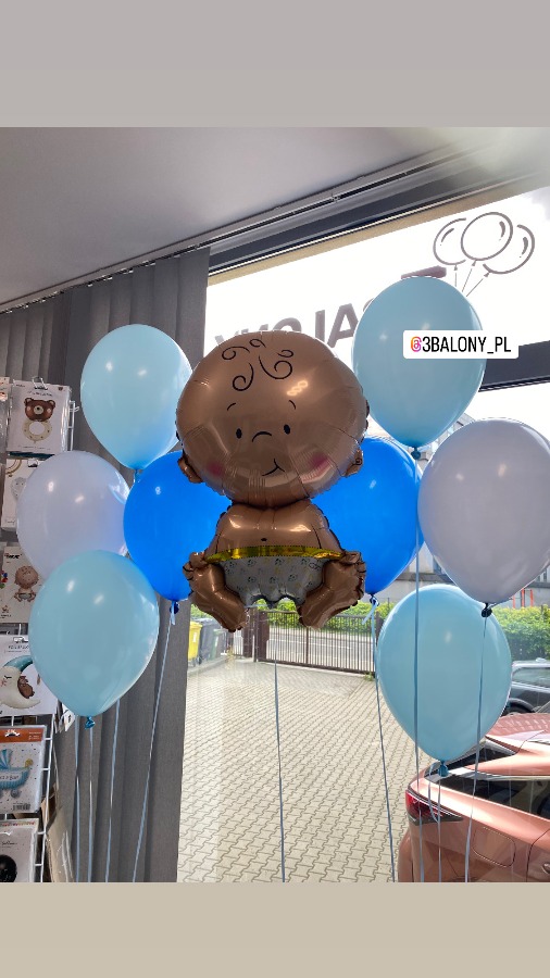Balon foliowy dzidziuś oraz 8 balonów lateksowych