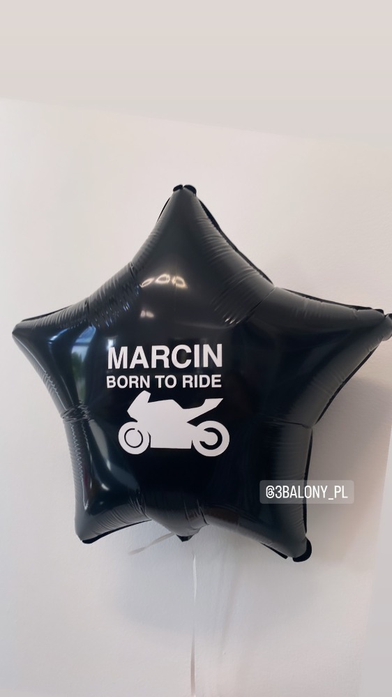 Balon foliowy gwiazdka z białym napisem