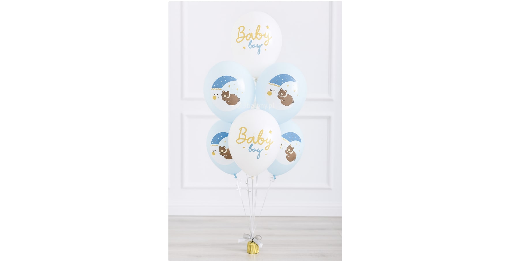 Zestaw 5 balonów na baby boy party z helem