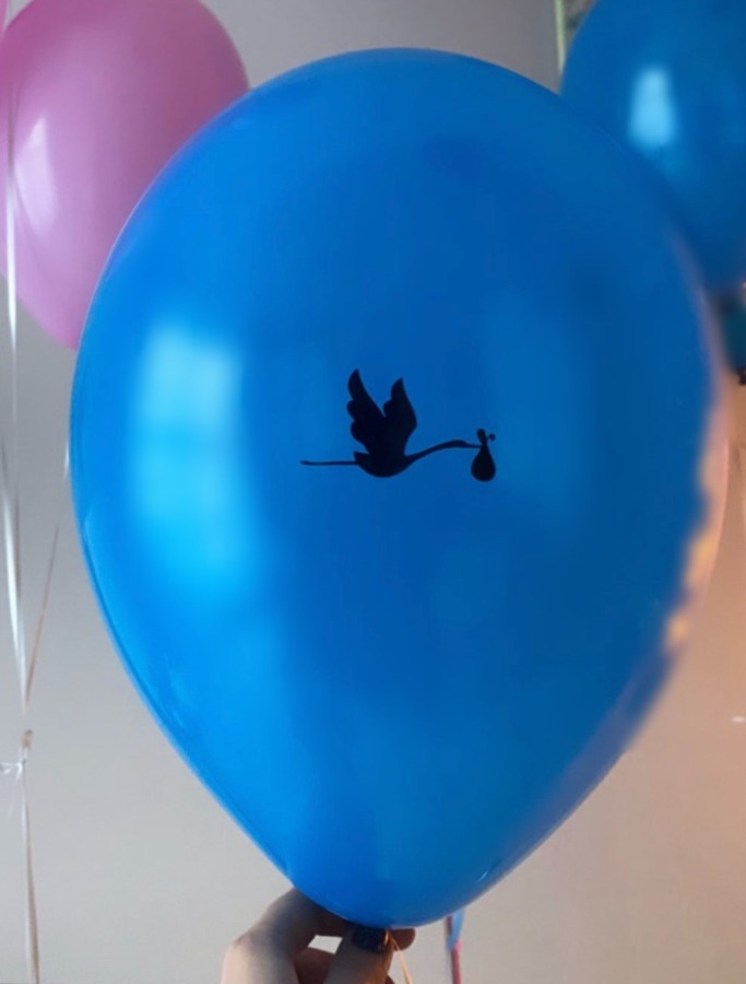 Balon lateksowy z ikonką bociana