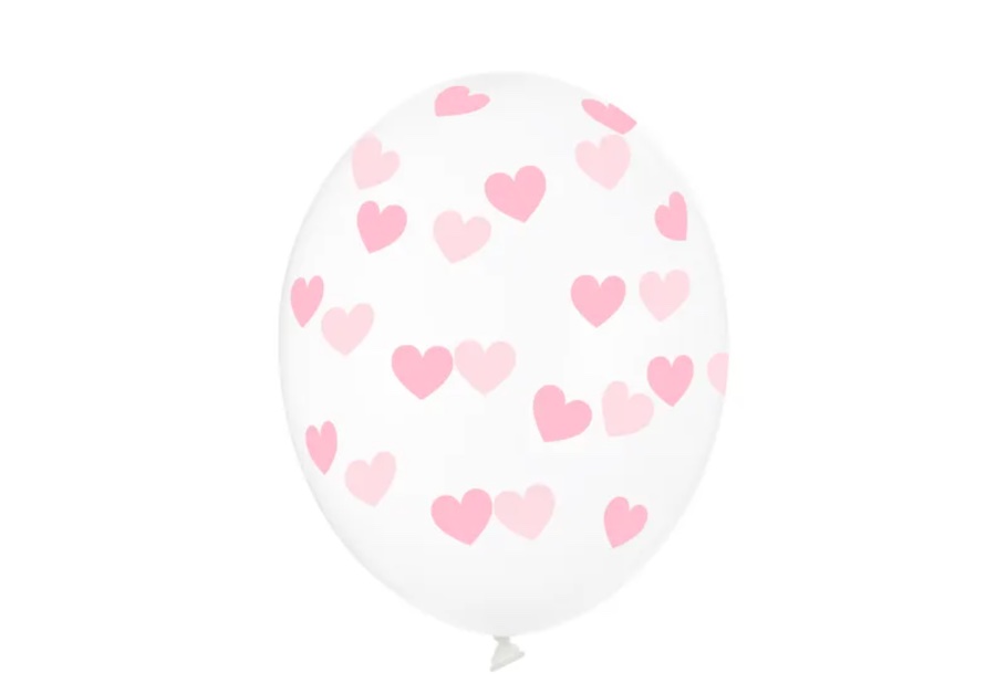 Przezroczysty balony lateksowy w jasnoróżowe serduszka