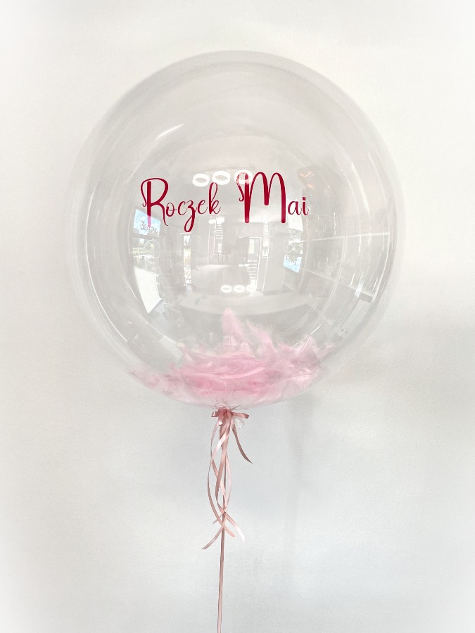 Balon z piórkami na roczek z indywidualnym tekstem