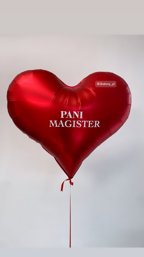 Balon serce XL + napis Pani Magister