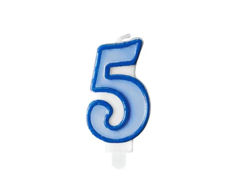 Świeczka cyferka 5 niebieska