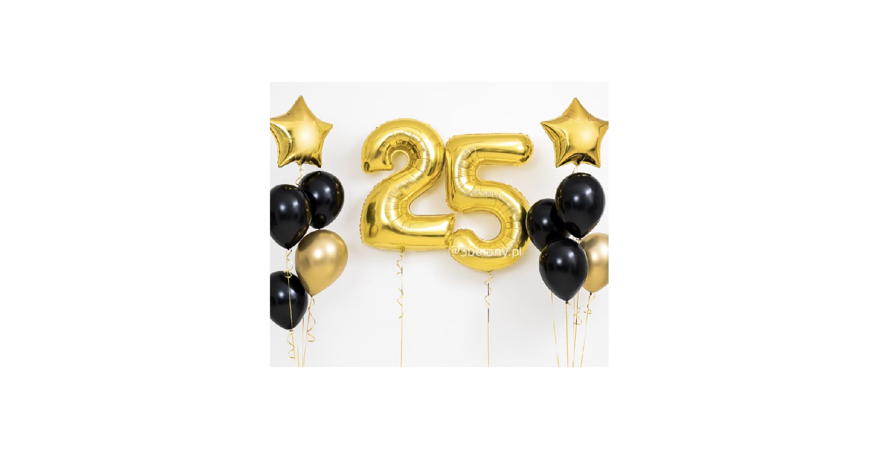 Złoto-czarny bukiet balonowy z cyfrą 25