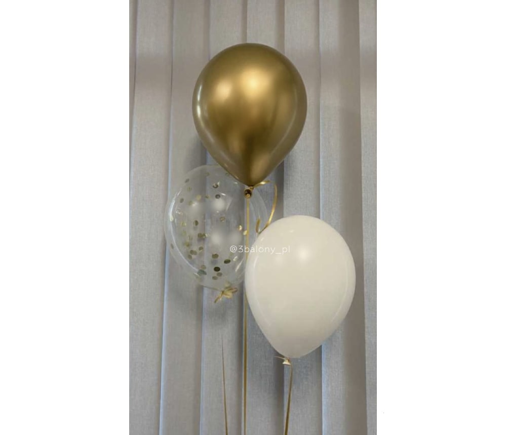 Trzy różne balony w jednym bukiecie z helem