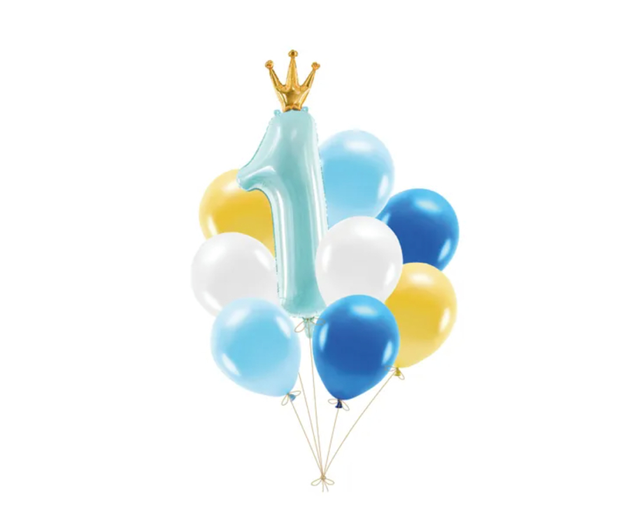 Kolorowe balony lateksowe na roczek z cyfrą 1