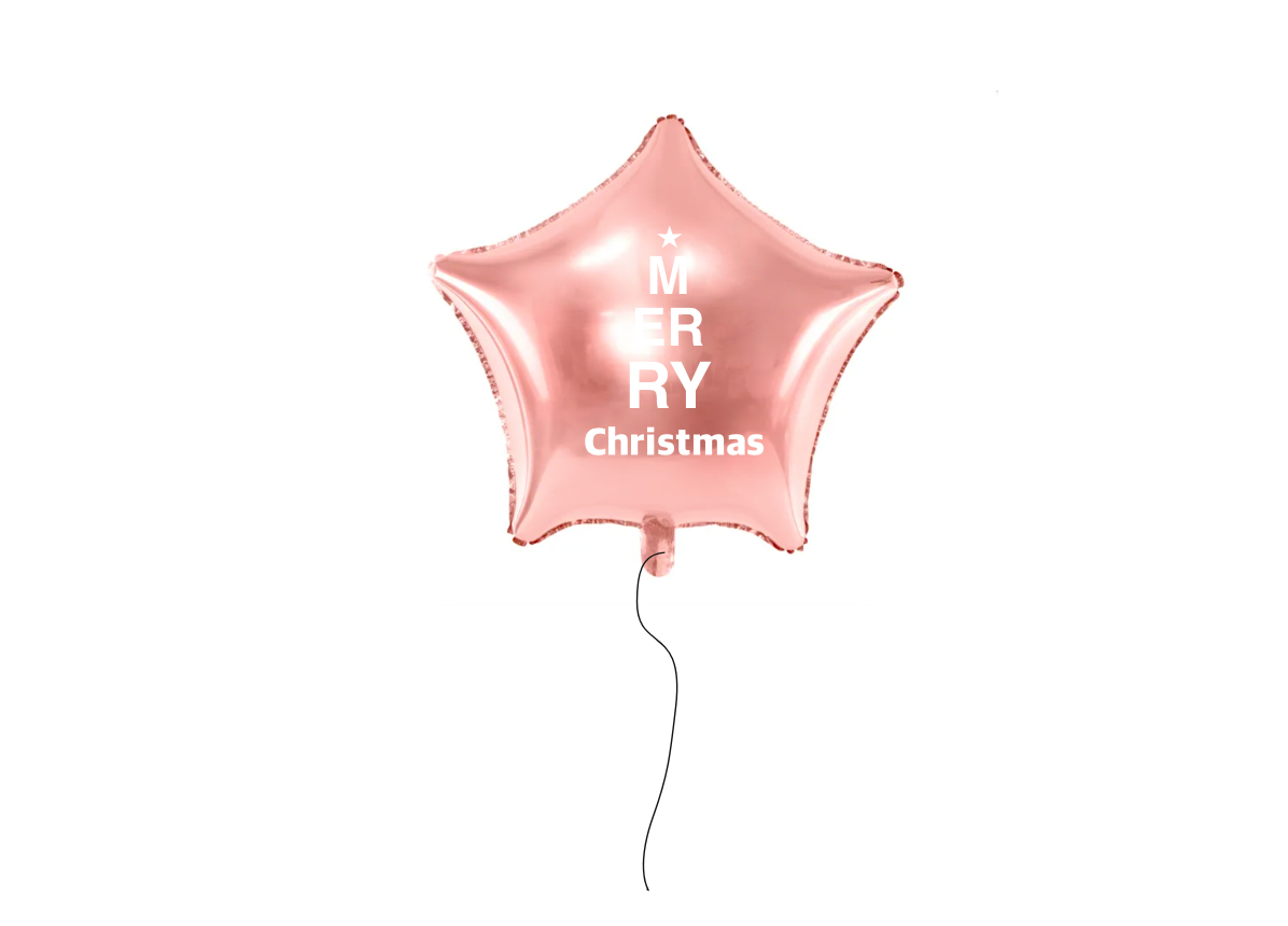 Różowy balon z napisem Merry Christmas