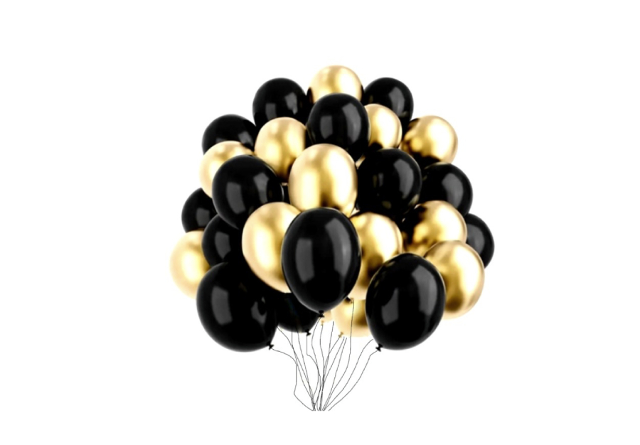 Bukiet z czarnych i złotych balonów z helem
