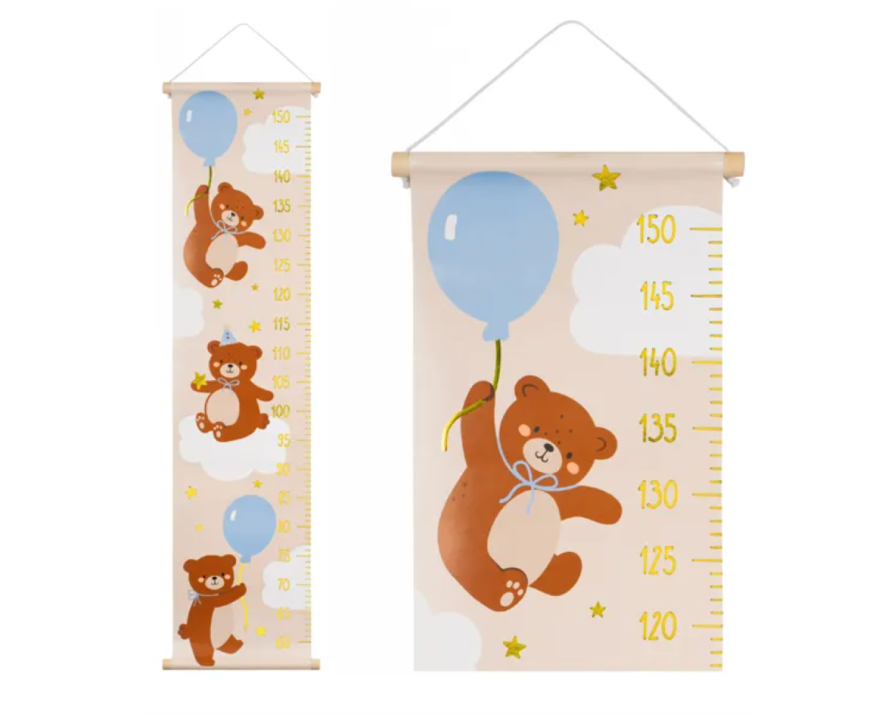 Miarka wzrostu na ścianę Miś, mix, 24 x 100 cm