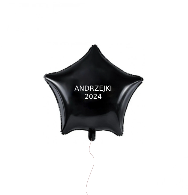 Czarna gwiazdka z napisem Andrzejki 2024