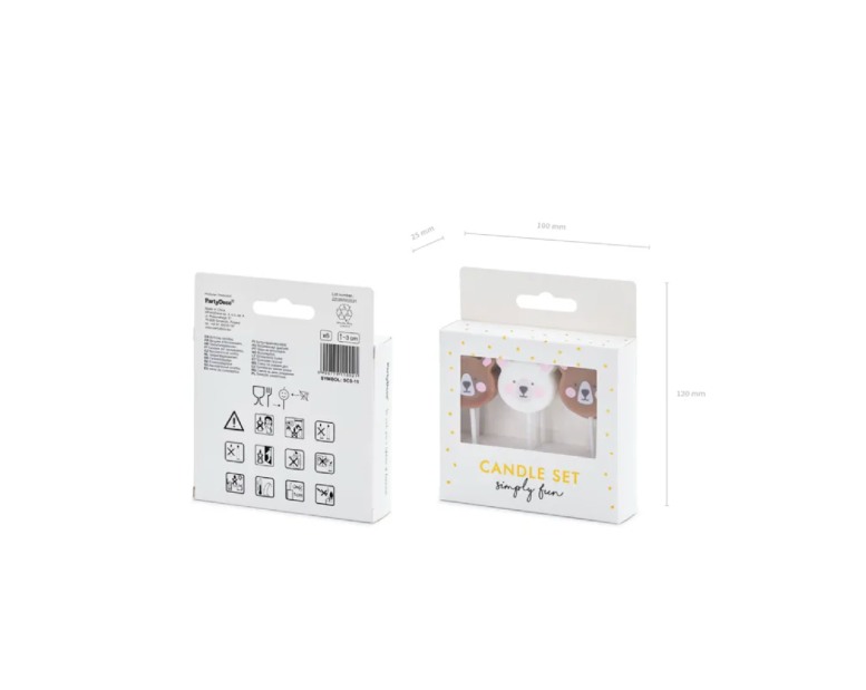 Świeczki urodzinowe Misie – w zestawie 6 sztuk