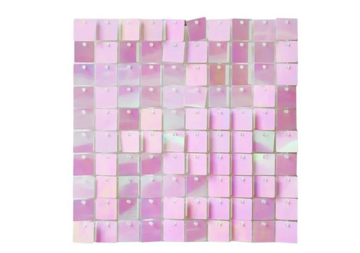 Wynajem panel cekinowy, opalizujący różowy, 30×30 cm