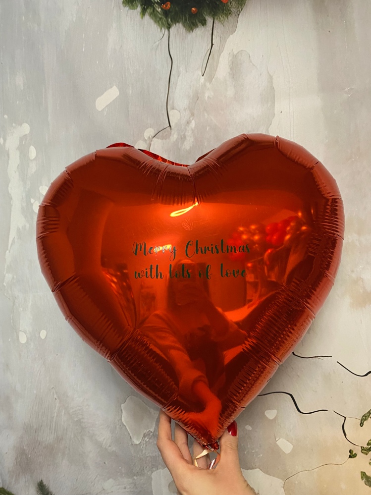 Balon foliowy w kształcie serca z napisem Merry Christmas with lots of love