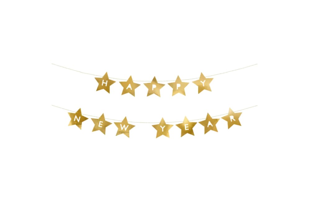 Baner Happy New Year gwiazdki, 290 x 17 cm