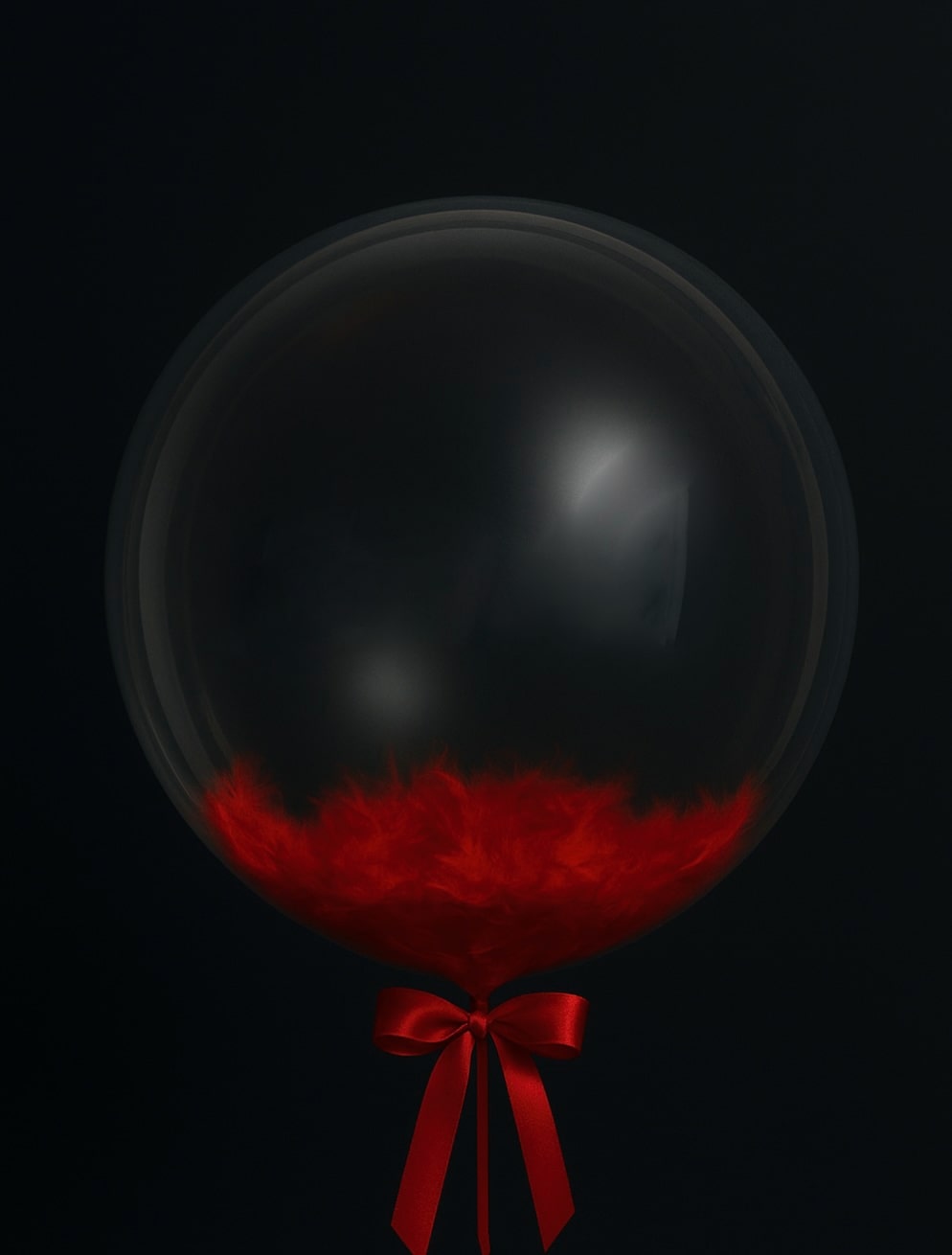 Balon Bubble z czerwonymi piórkami