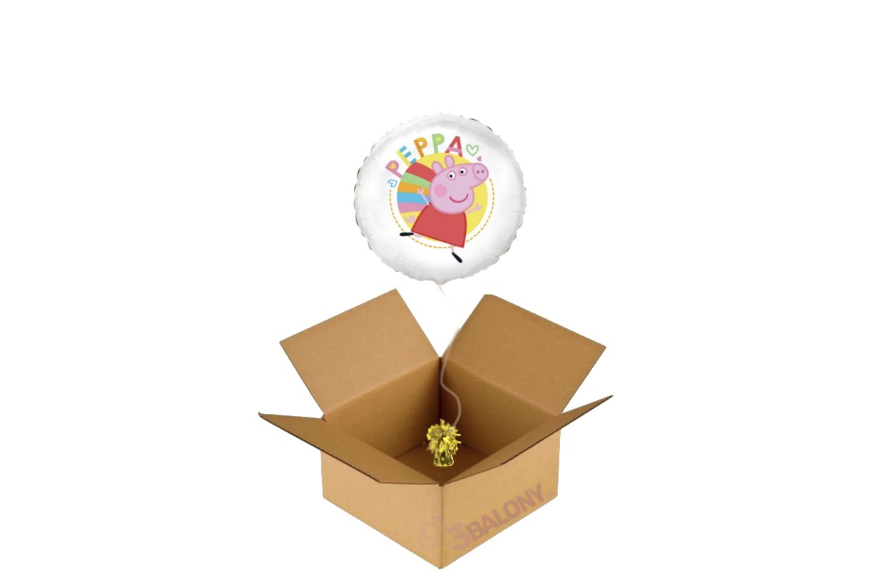 Balon w pudełku – balon Peppa z helem