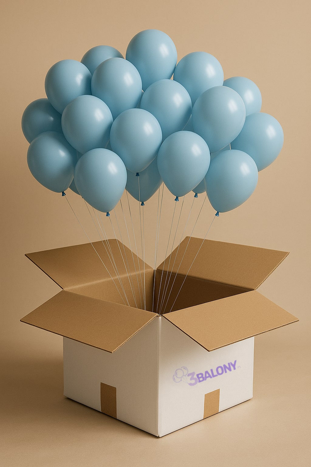 Boy or Girl? Małe niebieskie balony w pudełku z kokardą