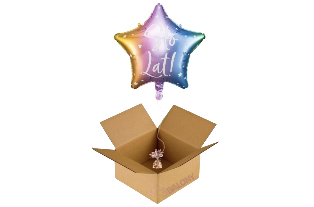 Balon z napisem Sto lat w pudełku
