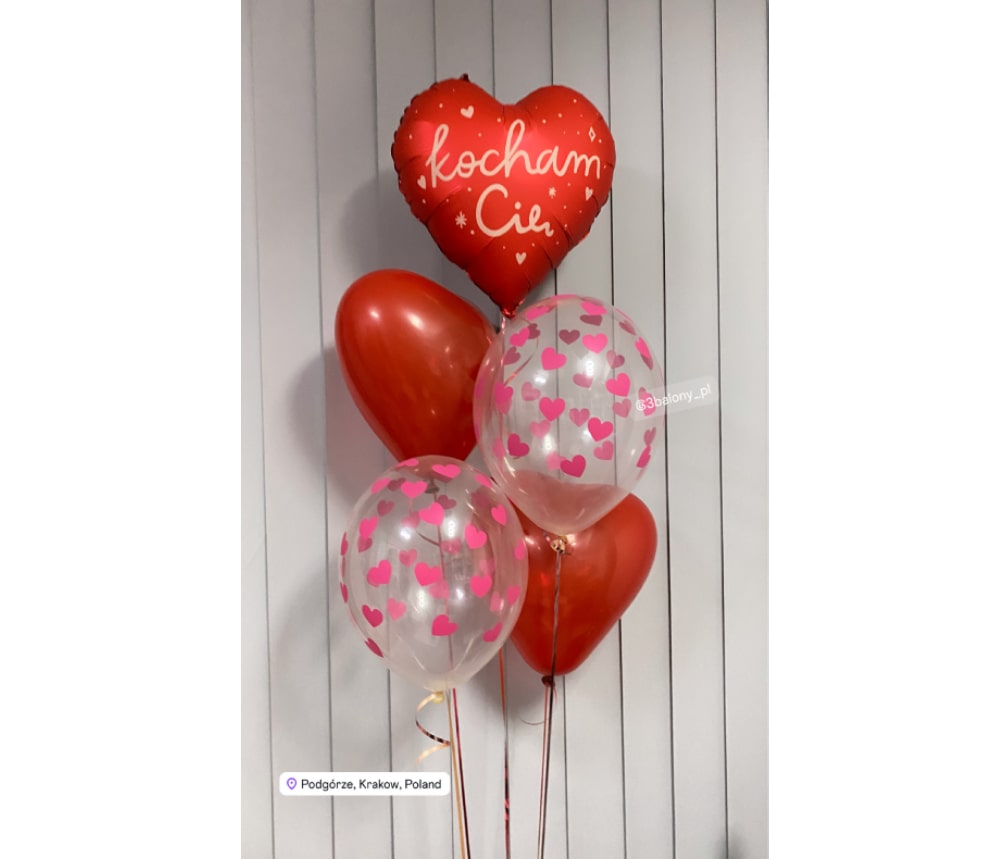 Balonowy zestaw z sercem kocham Cię