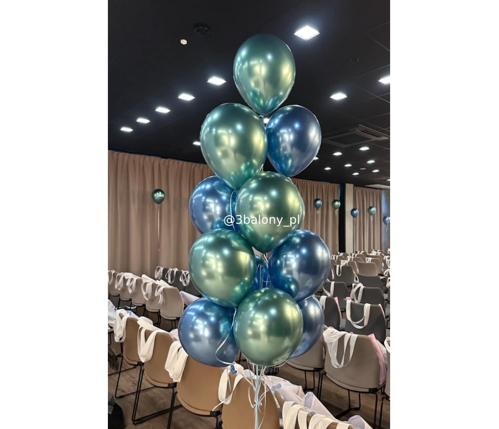 12 balonów glossy w bukiecie z helem