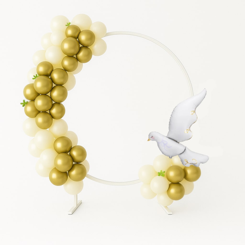 Girlanda balonowa na I Komunię z gołąbkiem