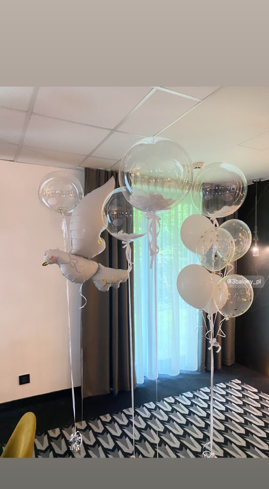 Duży zestaw balonowy z balonem biały gołąb z helem