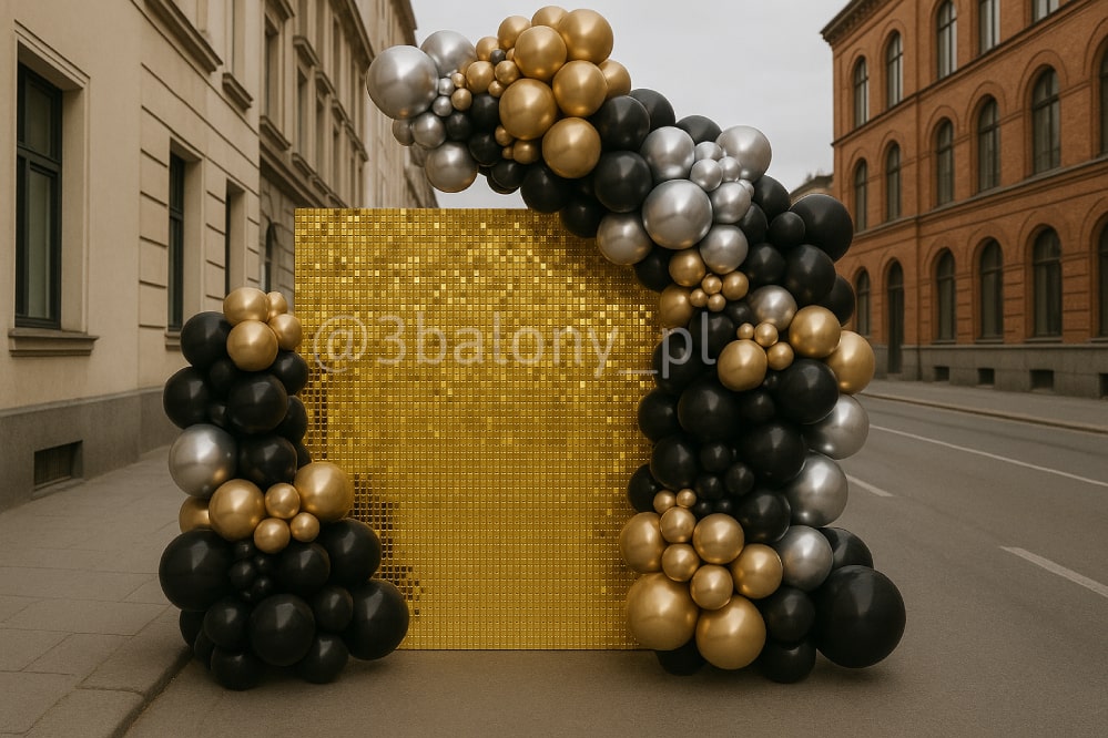 Ścianka do zdjęć z panel cekinowej + balony