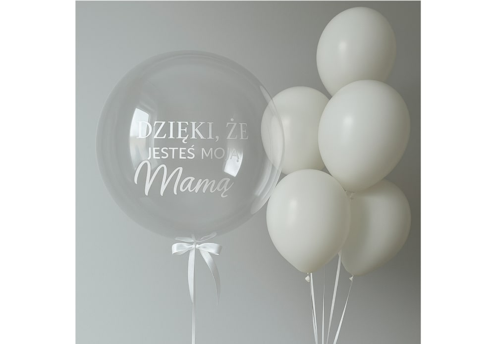 Biały bukiet balonów na dzień mamy