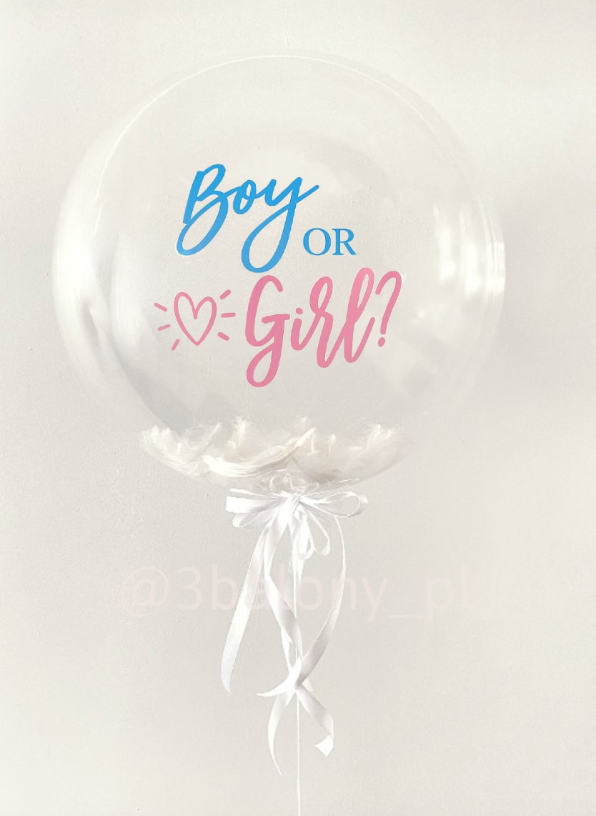 Balon bubble z napisem BOY OR GIRL