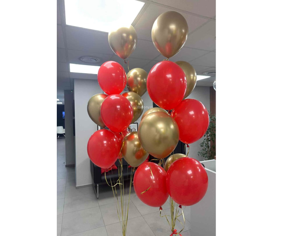Duży bukiet balonowy złoto-czerwony 9 szt