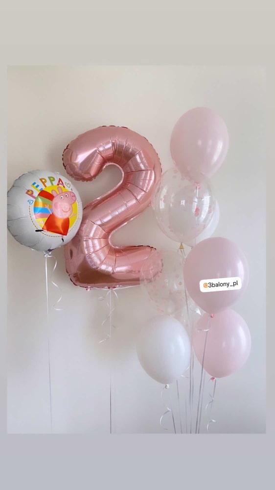 Zestaw z balonem w kształcie 2 na urodziny dziewczynki