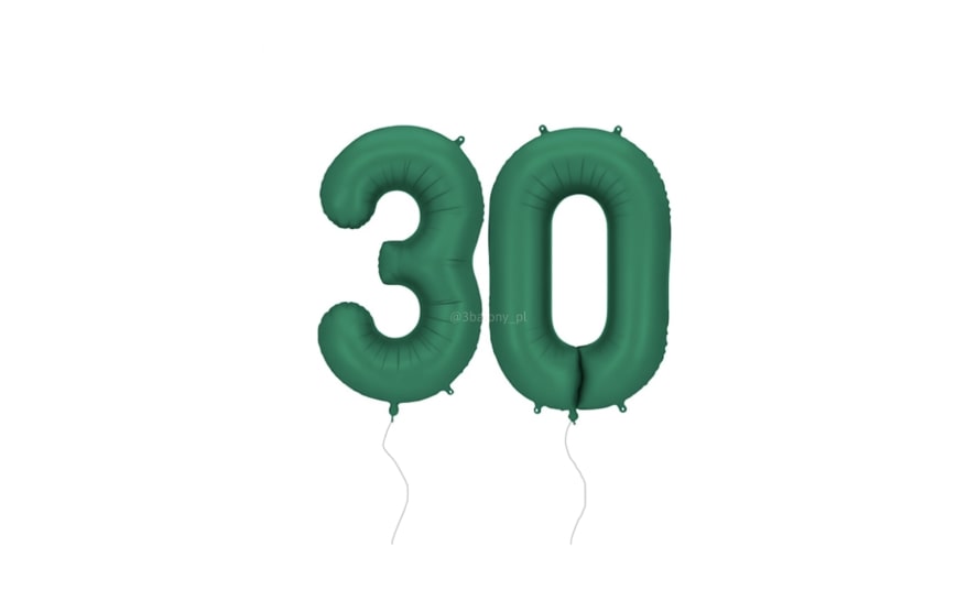 Balony cyfry 30, kolor głęboka zieleń
