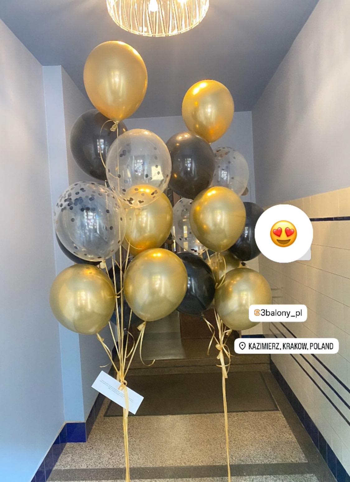 Zestaw 2 Bukietów Balonów z Helem – Złoto-Czarne | Dekoracje na Imprezę, Urodziny, Event